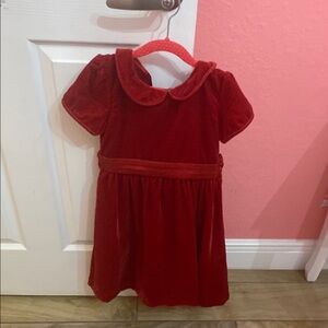 Red Velvet Dress with Peter Pan Collar